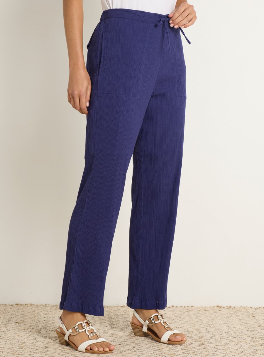 Relaxed Crinkle Pants - Infashion