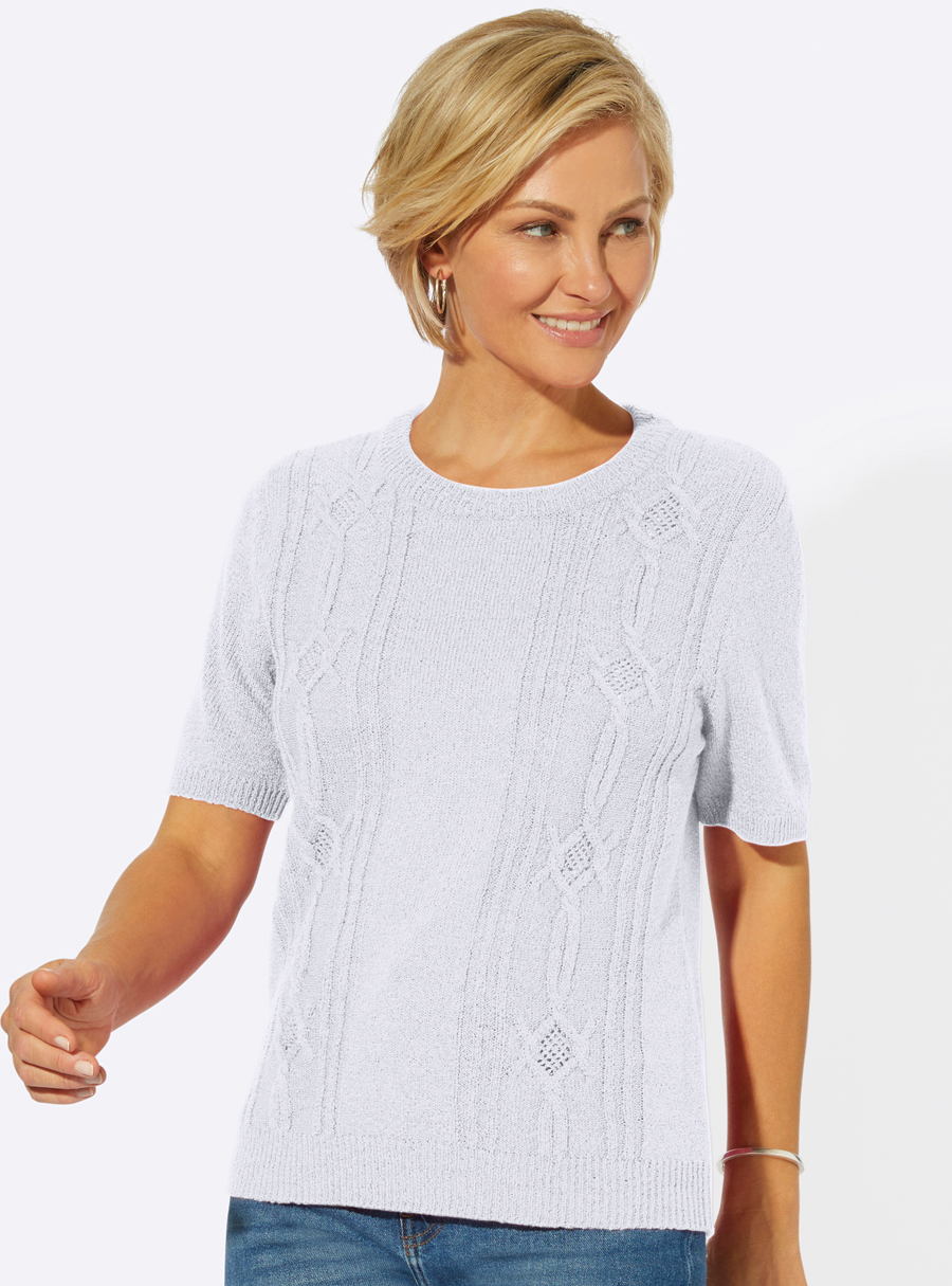 Ornate Knit Short Sleeve Sweater - Infashion