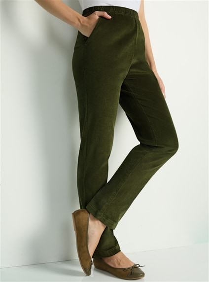 Ganni Stretch Corduroy Pants in Green