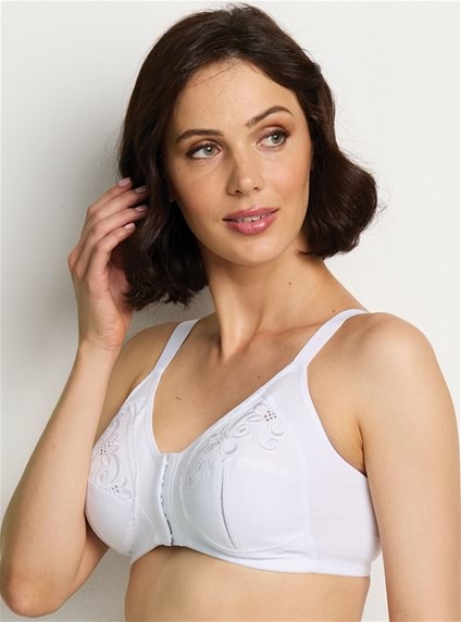 2 Pack Front Fastening Embroidered Bras - Infashion