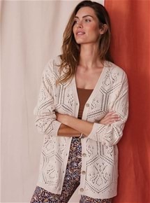 Open Knit Long Cardigan